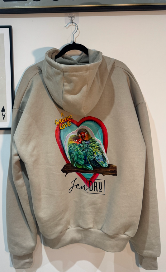 A Forever Love - Lovebird Oversized Hoodie in Taupe