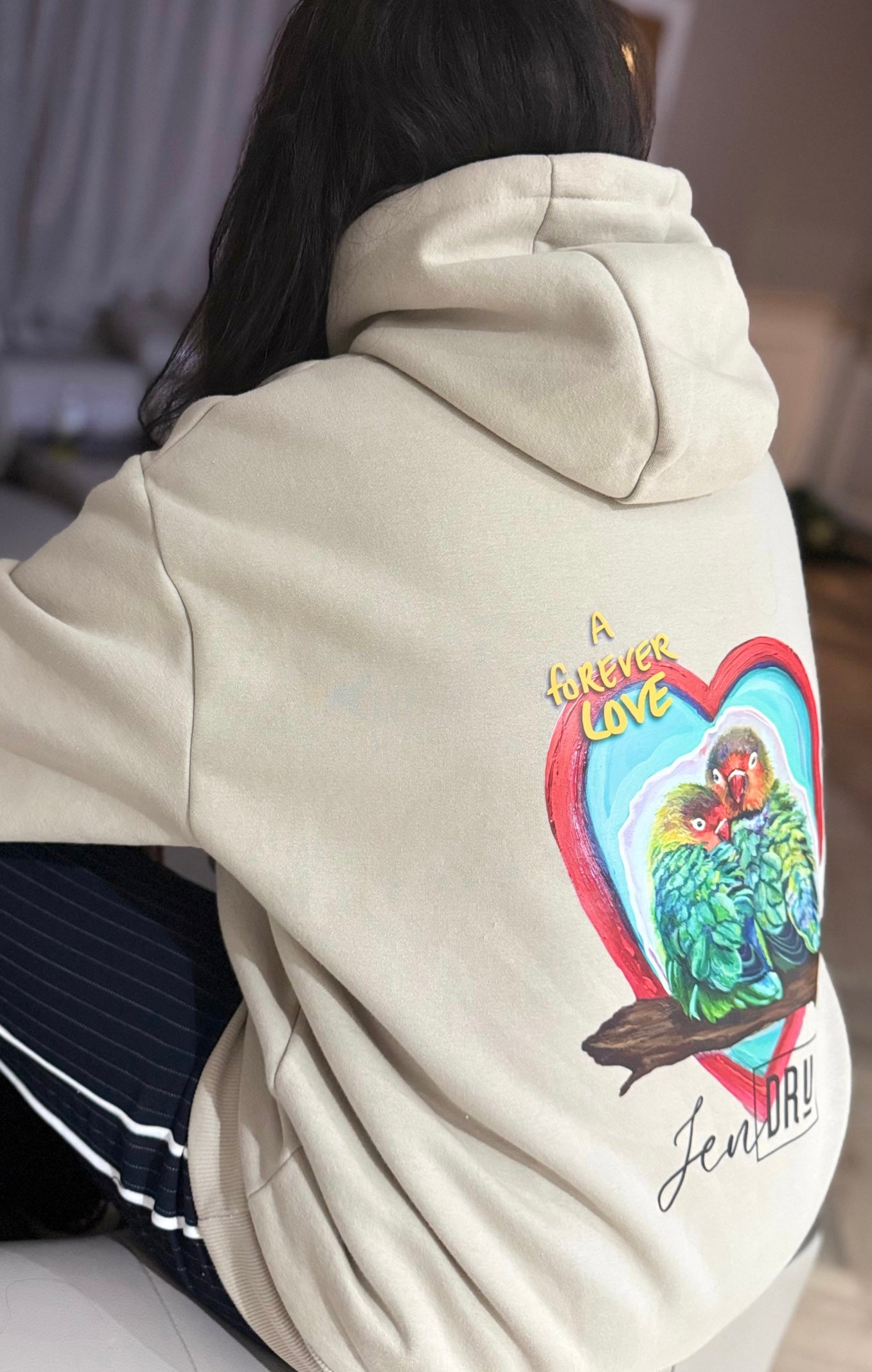 A Forever Love - Lovebird Oversized Hoodie in Taupe